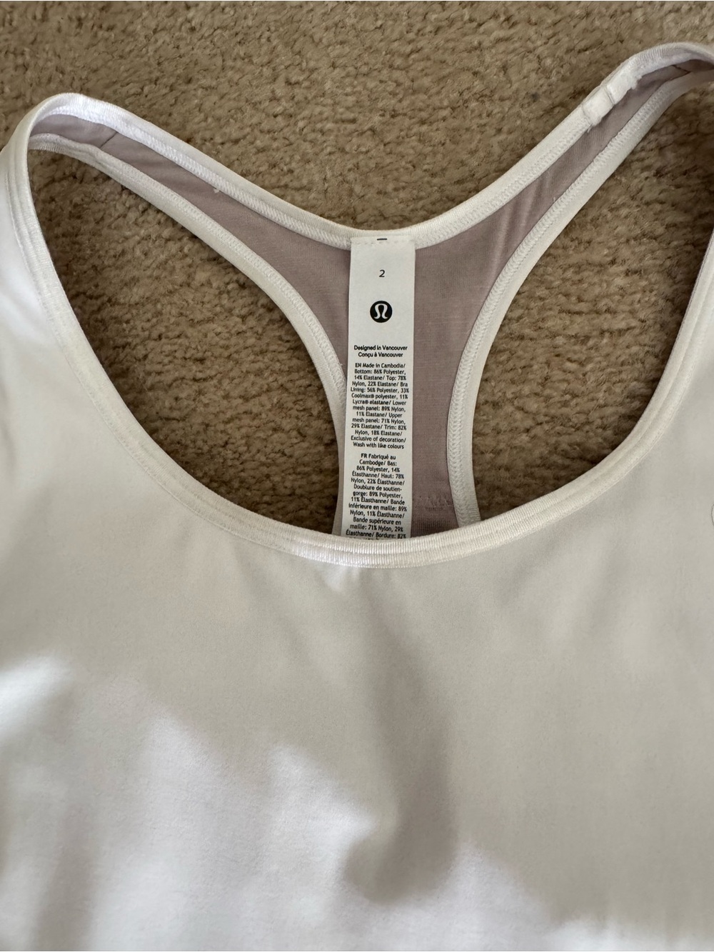 lululemon athletica White Racerback Sports Tank